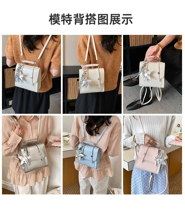Tas Selempang Wanita Bahan PU Sintetis Polos Warna Pink Bentuk Kotak Tali Resleting Grosir