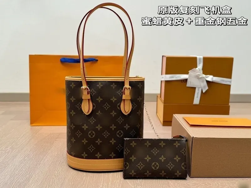 Tas Bucket Wanita Bahan PU Sintetis Motif Floral Bentuk Bucket Tali Lebar Grosir Import
