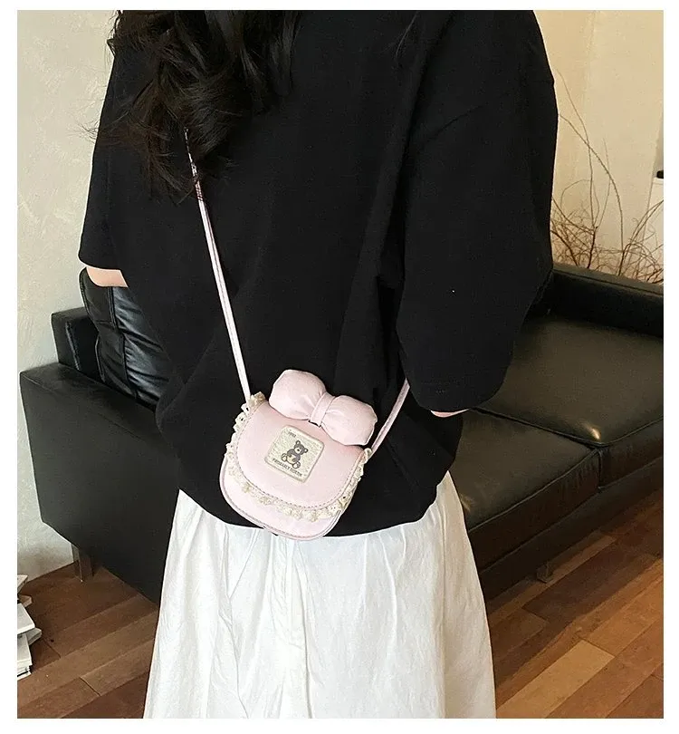 Tas Selempang Wanita Bahan PU Sintetis Polos Warna Pink Bentuk Kotak Tali untuk Jualan Online