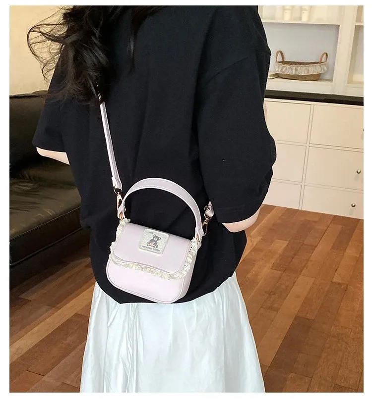 Tas Selempang Wanita Bahan PU Sintetis Polos Warna Pink Bentuk Kotak Tali Koleksi Reseller