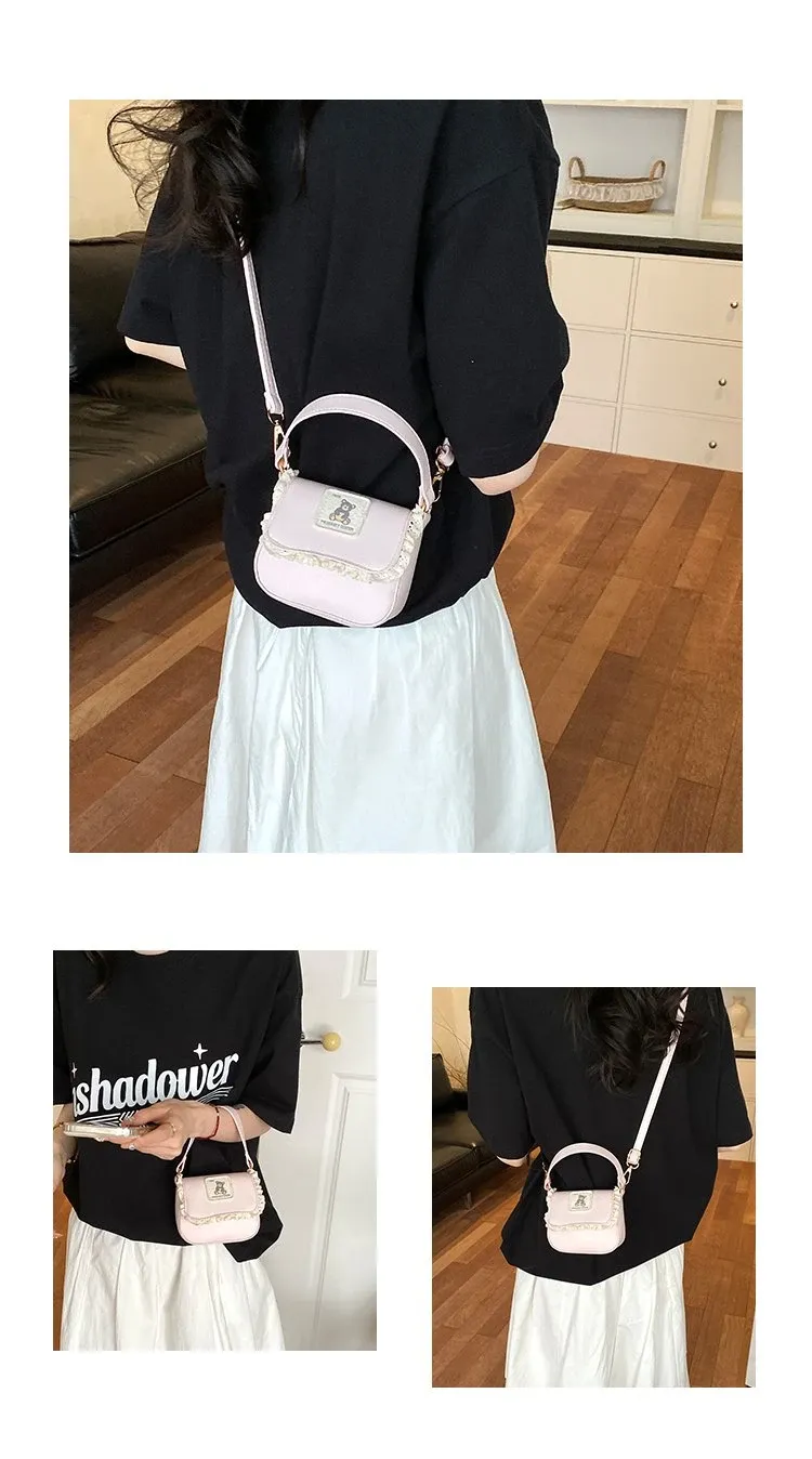 Tas Selempang Wanita Bahan PU Sintetis Polos Warna Pink Bentuk Kotak Tali Koleksi Reseller