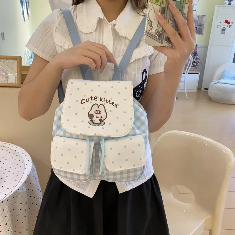 Tas Ransel Wanita Bahan PU Sintetis Polos Warna Putih Bentuk Kotak Tali Lebar Model Import