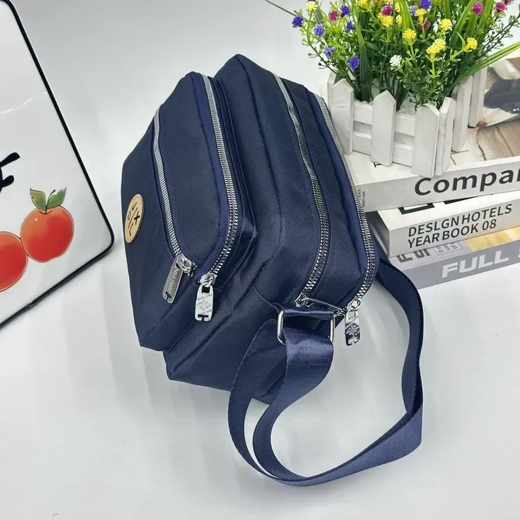 Tas Selempang Wanita Bahan Nylon Polos Warna Biru Bentuk Kotak Tali Panjang Katalog Grosir