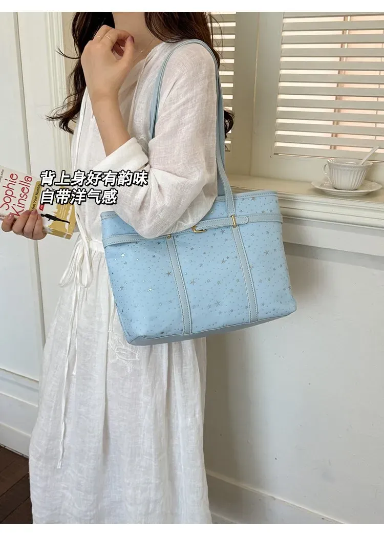 Tas Selempang Wanita Bahan PU Sintetis Motif Print Warna Biru Bentuk Kotak Tali Grosir Import