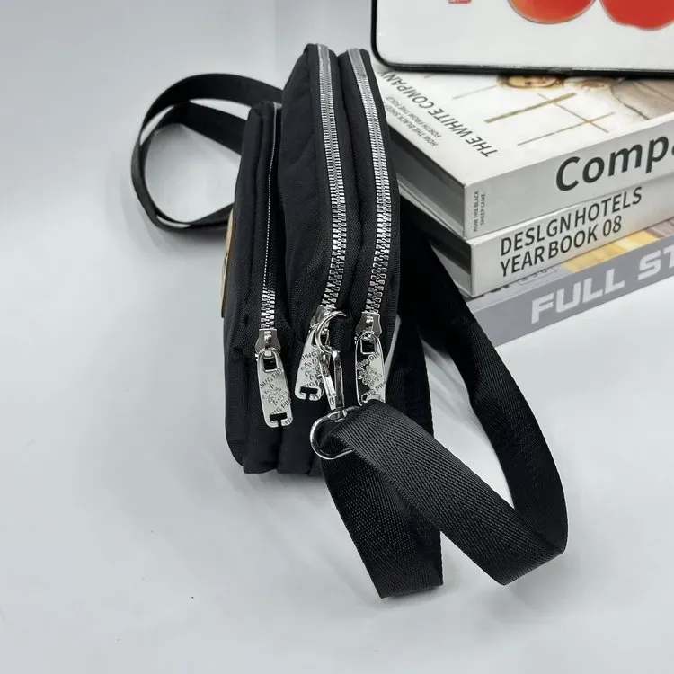 Tas Selempang Wanita Bahan Nylon Polos Warna Hitam Bentuk Kotak Tali Lebar Katalog Grosir