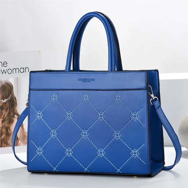Tas Tote Wanita Bahan PU Sintetis Motif Print Warna Pink Bentuk Kotak Tali Grosir Import