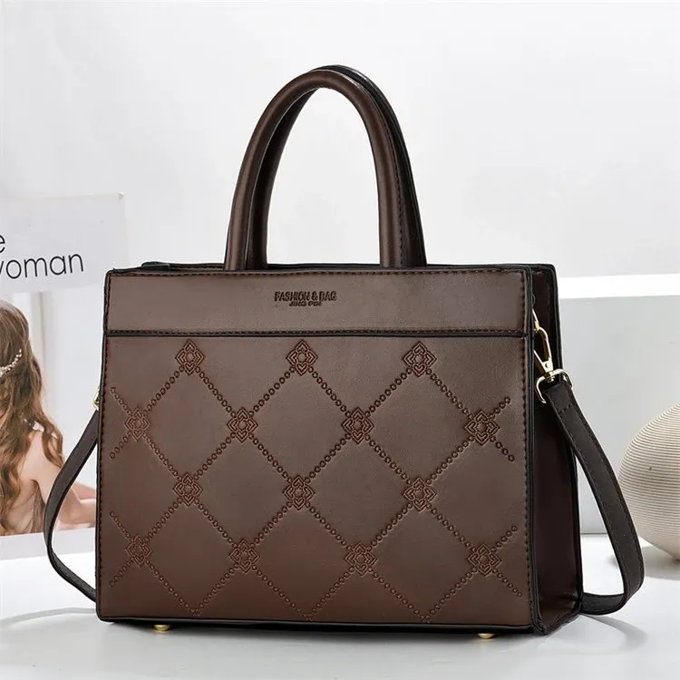 Tas Tote Wanita Bahan PU Sintetis Motif Print Warna Pink Bentuk Kotak Tali Grosir Import