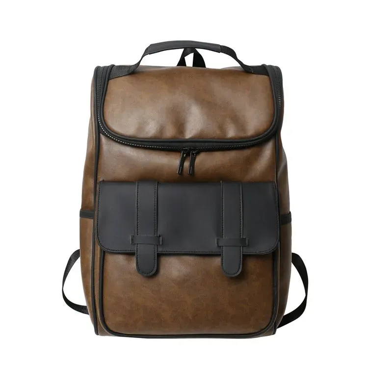 Tas Ransel Pria Bahan PU Sintetis Polos Bentuk Kotak Tali Panjang Resleting Grosir Import kategori tas ransel grosir