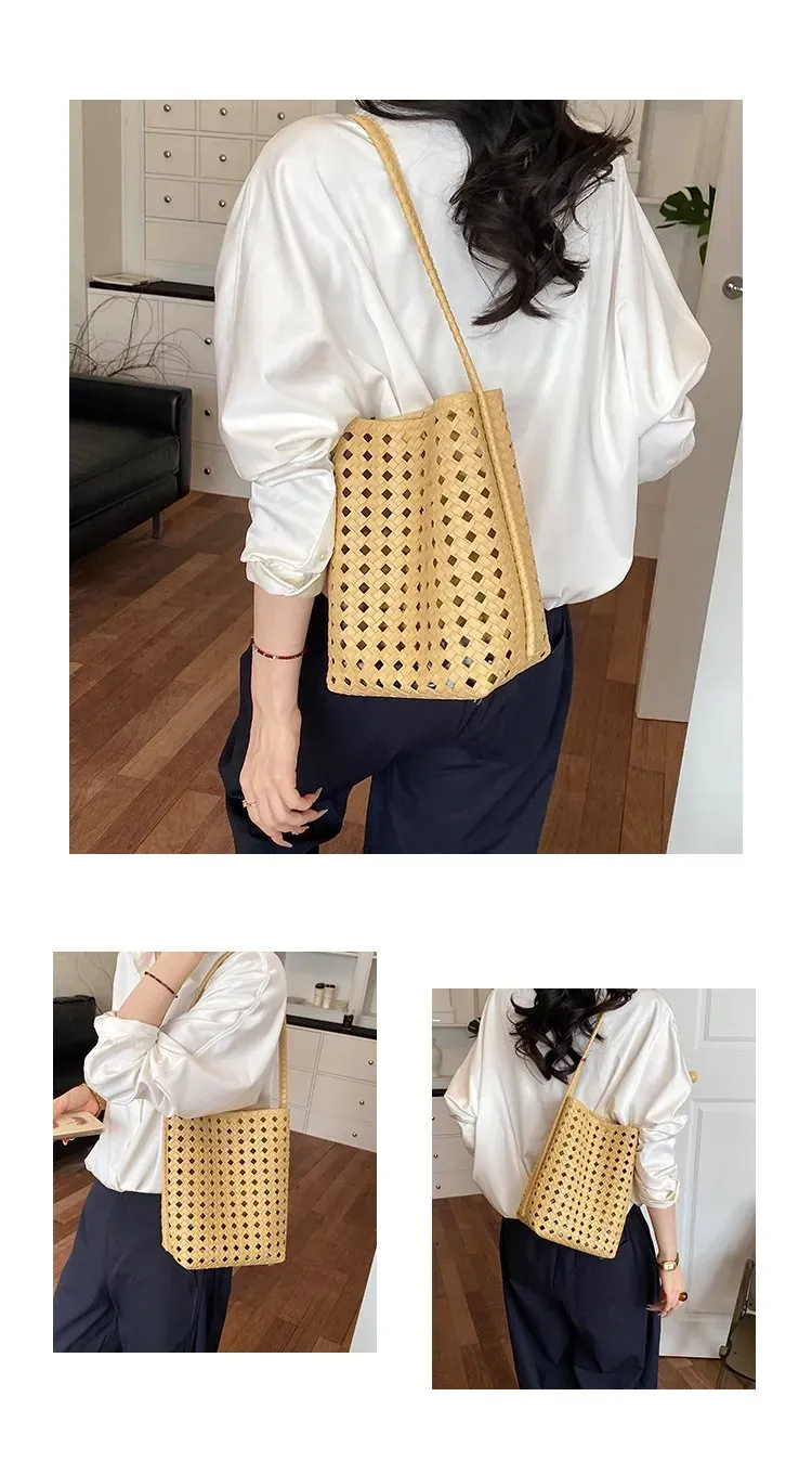 Tas Selempang Wanita Bahan PU Sintetis Motif Polkadot Warna Putih Bentuk Kotak Stok Grosir