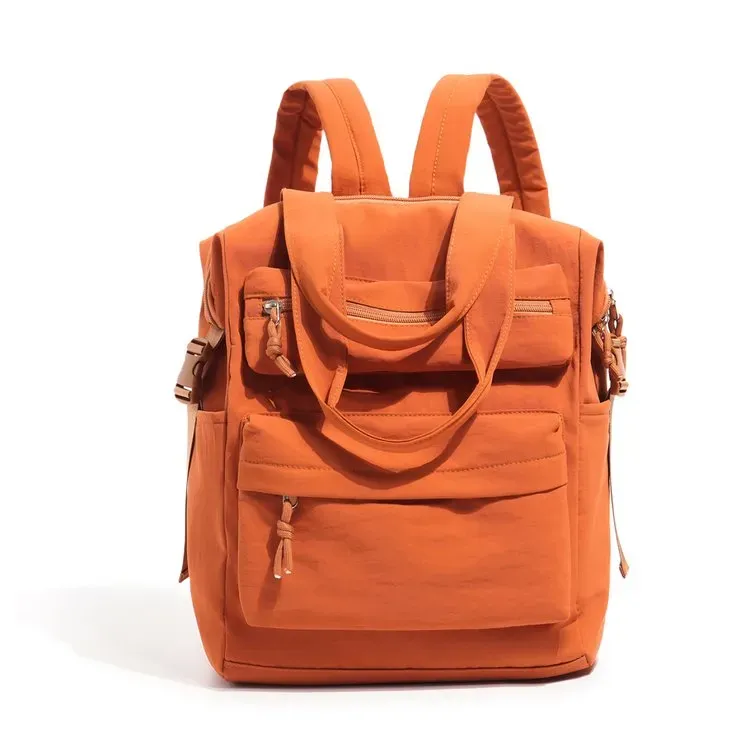 Tas Ransel Wanita Bahan Nylon Polos Warna Hitam Bentuk Kotak Tali Lebar Casual Grosir Import