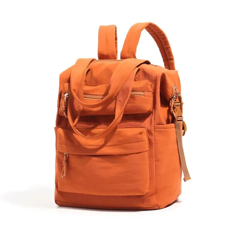 Tas Ransel Wanita Bahan Nylon Polos Warna Hitam Bentuk Kotak Tali Lebar Casual Grosir Import