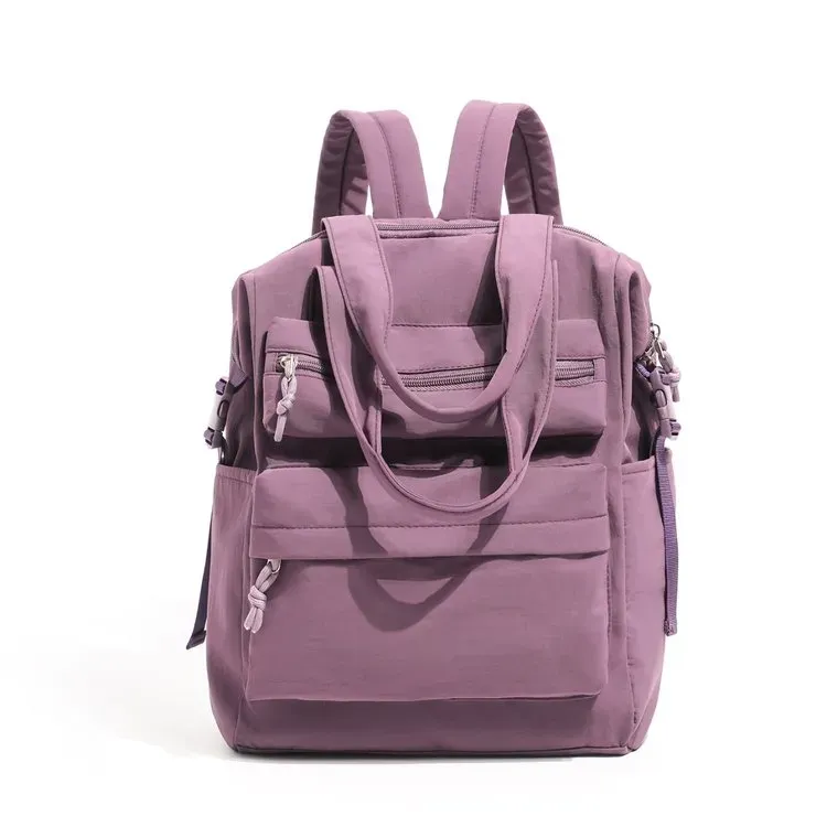 Tas Ransel Wanita Bahan Nylon Polos Warna Hitam Bentuk Kotak Tali Lebar Casual Grosir Import