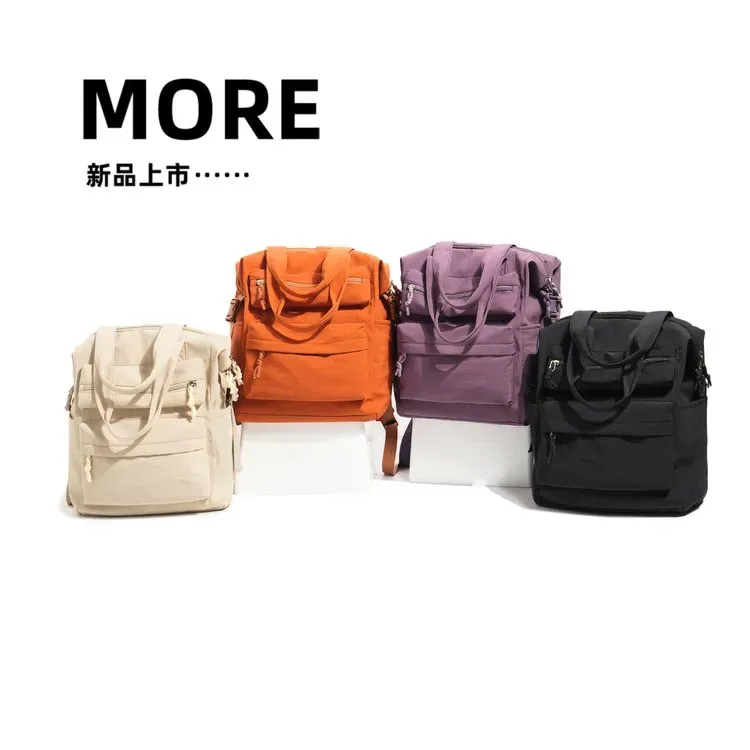Tas Ransel Wanita Bahan Nylon Polos Warna Hitam Bentuk Kotak Tali Lebar Casual Grosir Import