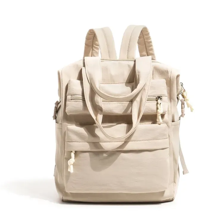 Tas Ransel Wanita Bahan Nylon Polos Warna Hitam Bentuk Kotak Tali Lebar Casual Grosir Import