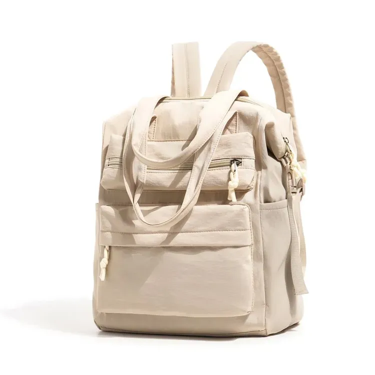 Tas Ransel Wanita Bahan Nylon Polos Warna Hitam Bentuk Kotak Tali Lebar Casual Grosir Import