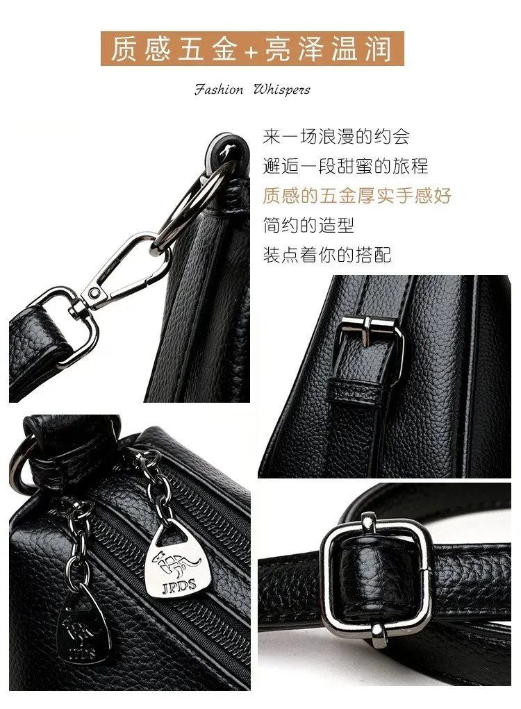 Tas Selempang Wanita Bahan PU Sintetis Polos Warna Hitam Model Hobo Tali Panjang Resleting