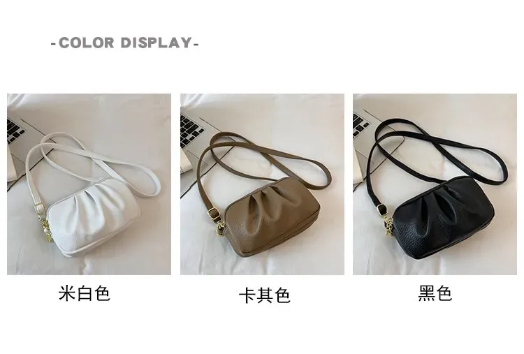 Tas Selempang Wanita Bahan PU Sintetis Polos Bentuk Kotak Tali Panjang Resleting Model