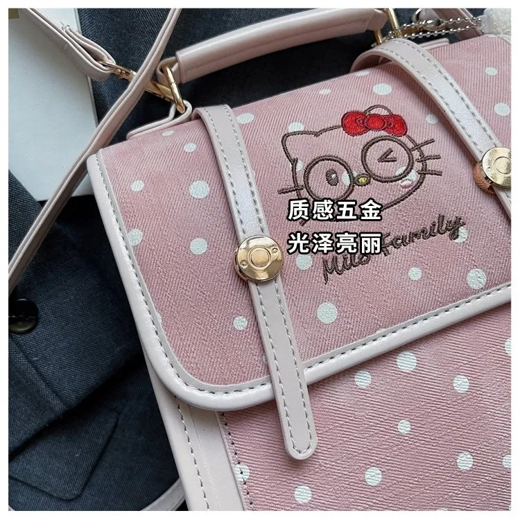 Tas Selempang Wanita Bahan PU Sintetis Motif Polkadot Warna Pink Bentuk Kotak Model Import