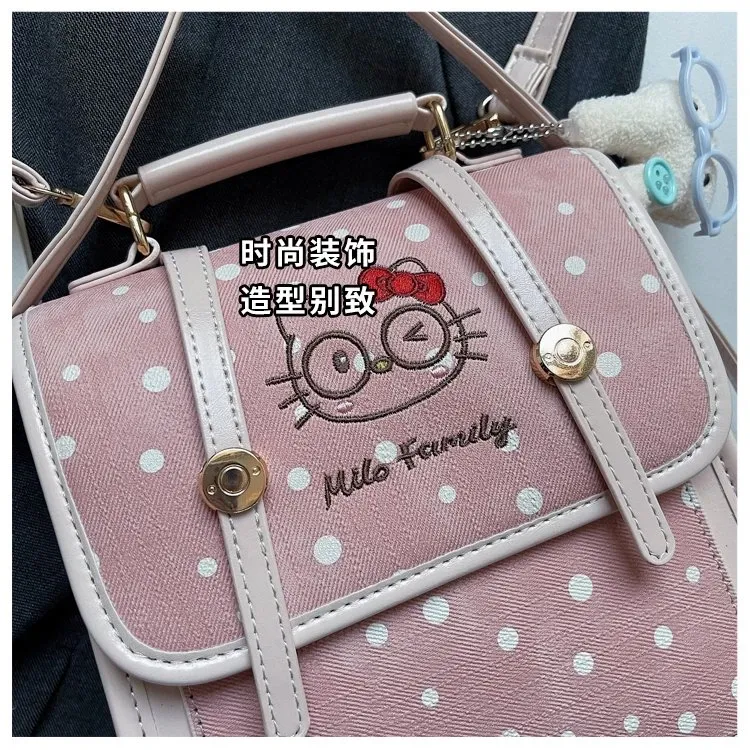 Tas Selempang Wanita Bahan PU Sintetis Motif Polkadot Warna Pink Bentuk Kotak Model Import