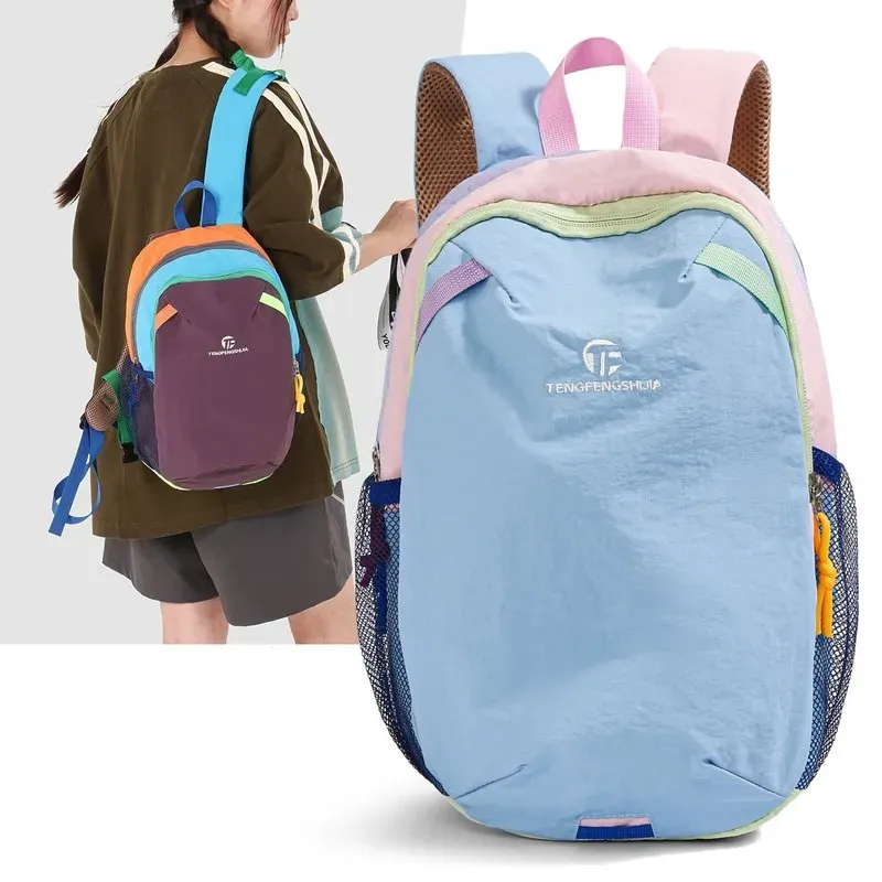 Tas Ransel Anak Polos Warna Biru Bentuk Kotak Tali Lebar Kapasitas Besar Grosir Import
