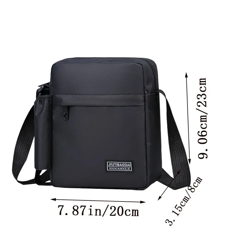 Tas Selempang Pria Bahan Nylon Polos Warna Hitam Bentuk Kotak Tali Panjang Stok China