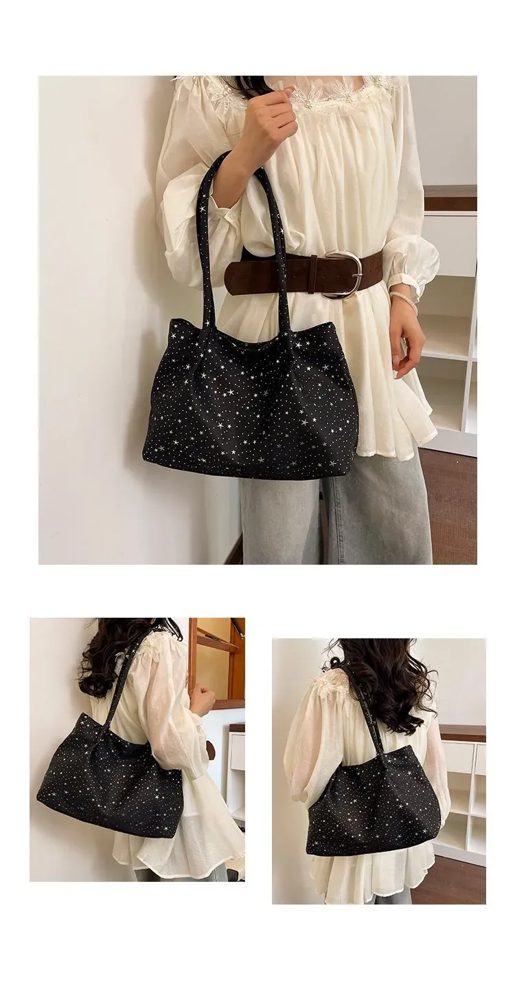 Tas Selempang Wanita Bahan Kanvas Motif Print Warna Biru Bentuk Kotak Tali Lebar Grosir Import