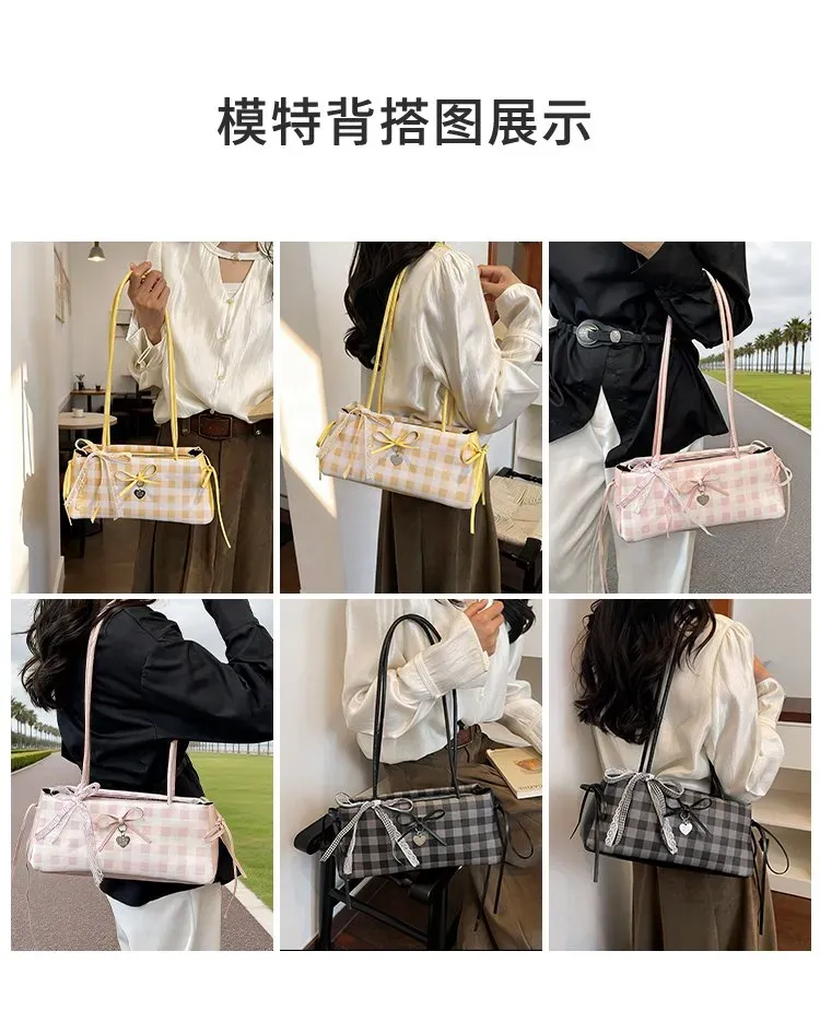 Tas Selempang Wanita Bahan PU Sintetis Motif Polkadot Warna Kuning Bentuk Kotak Grosir Import