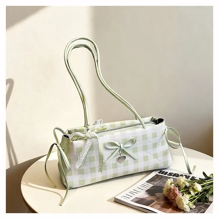 Tas Selempang Wanita Bahan PU Sintetis Motif Polkadot Warna Kuning Bentuk Kotak Grosir Import