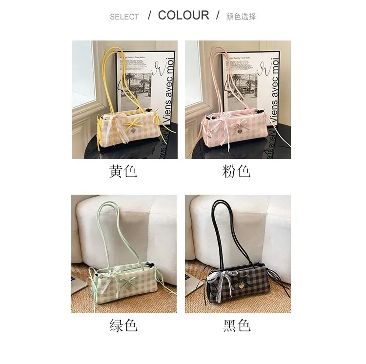 Tas Selempang Wanita Bahan PU Sintetis Motif Polkadot Warna Kuning Bentuk Kotak Grosir Import