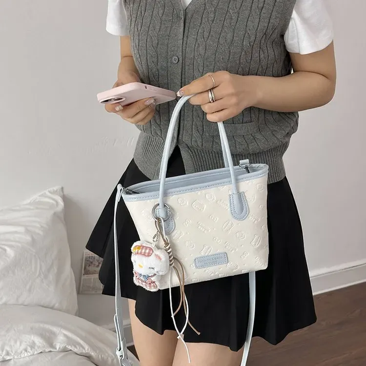 Tas Selempang Wanita Bahan PU Sintetis Motif Print Warna Pink Bentuk Kotak Tali Model Import