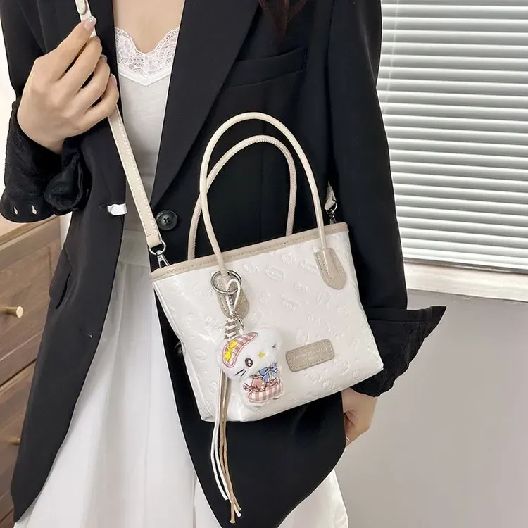 Tas Selempang Wanita Bahan PU Sintetis Motif Print Warna Pink Bentuk Kotak Tali Model Import