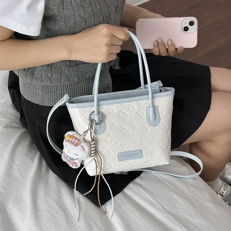 Tas Selempang Wanita Bahan PU Sintetis Motif Print Warna Pink Bentuk Kotak Tali Model Import