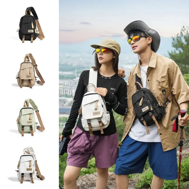 Tas Selempang Pria Bahan Nylon Polos Warna Hitam Bentuk Kotak Tali Lebar untuk Reseller