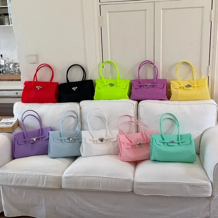 Tas Selempang Wanita Bahan PU Sintetis Polos Warna Biru Bentuk Kotak Tali Lebar untuk Toko