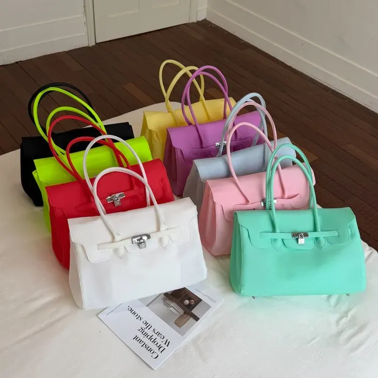 Tas Selempang Wanita Bahan PU Sintetis Polos Warna Biru Bentuk Kotak Tali Lebar untuk Toko