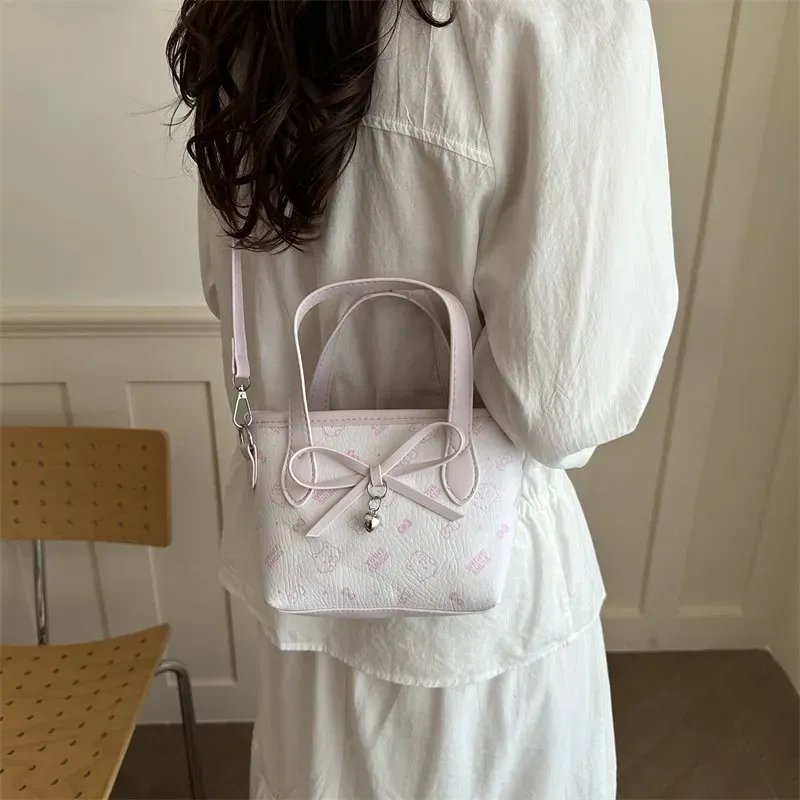 Tas Selempang Wanita Bahan PU Sintetis Motif Print Warna Pink Bentuk Kotak Tali Stok China