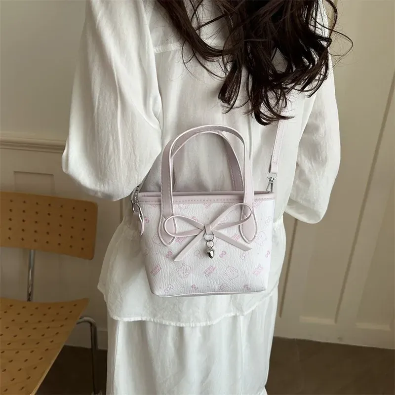 Tas Selempang Wanita Bahan PU Sintetis Motif Print Warna Pink Bentuk Kotak Tali Stok China