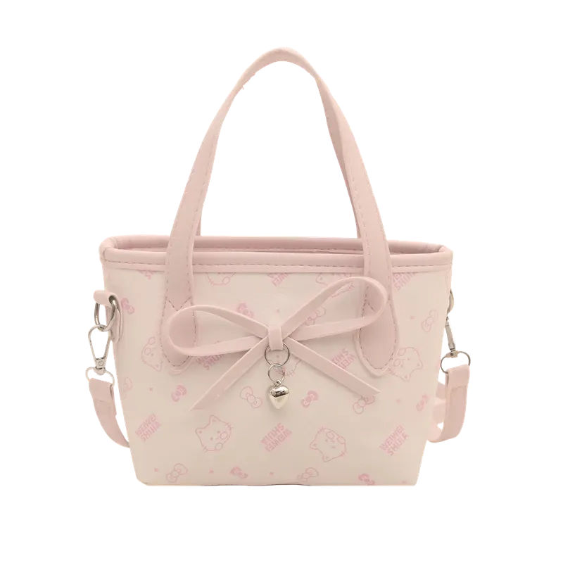 Tas Selempang Wanita Bahan PU Sintetis Motif Print Warna Pink Bentuk Kotak Tali Stok China kategori tas selempang grosir