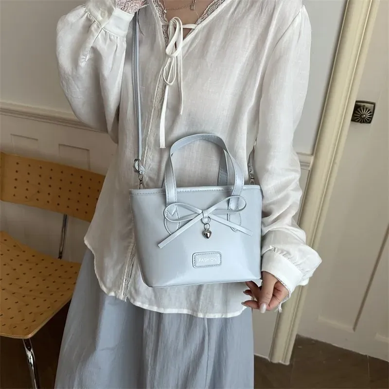 Tas Selempang Wanita Bahan PU Sintetis Polos Warna Biru Bentuk Kotak Tali Stok Grosir