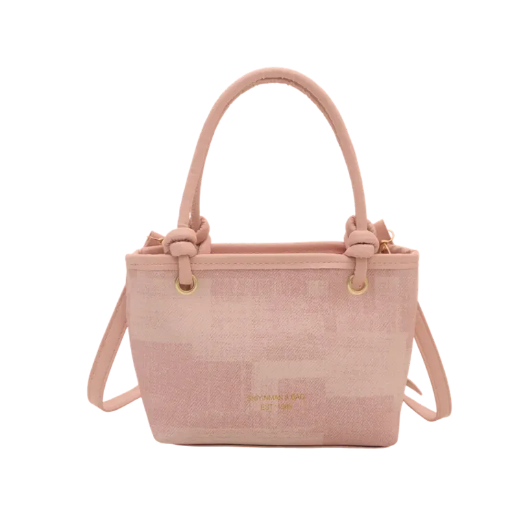 Tas Selempang Wanita Bahan PU Sintetis Motif Print Warna Pink Bentuk Kotak Tali untuk Jualan kategori tas selempang grosir
