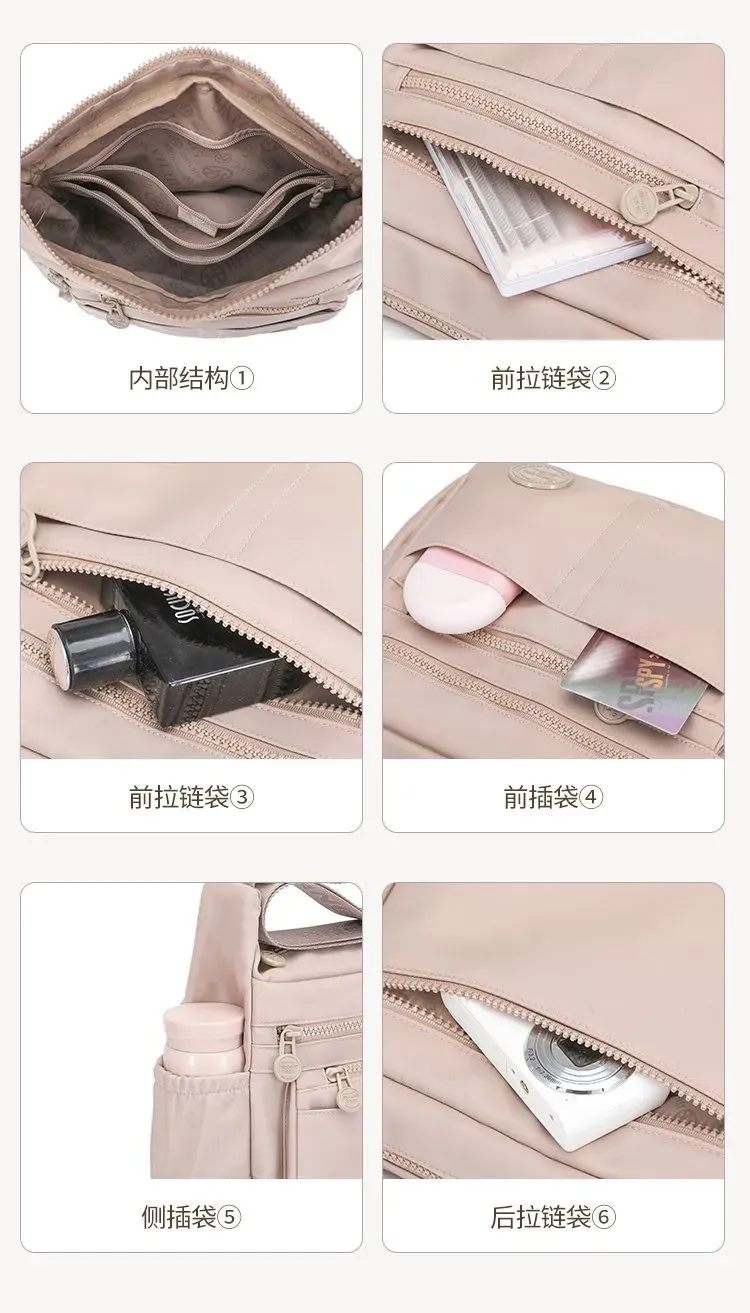 Tas Selempang Wanita Bahan Nylon Polos Warna Biru Bentuk Kotak Tali Lebar Resleting Grosir