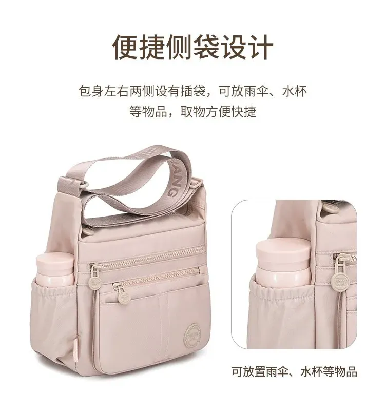 Tas Selempang Wanita Bahan Nylon Polos Warna Biru Bentuk Kotak Tali Lebar Resleting Grosir