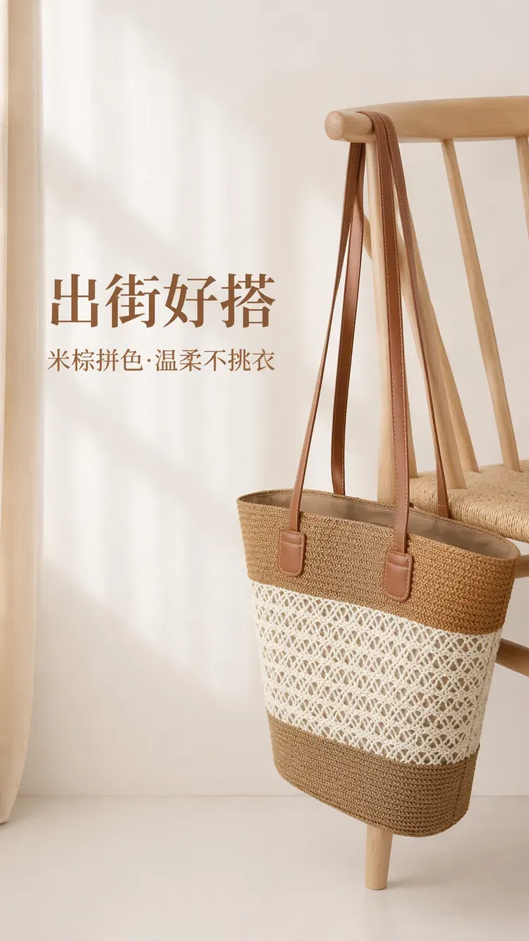 Tas Bucket Wanita Bahan PU Sintetis Tekstur Anyam Warna Putih Bentuk Bucket Tali Grosir Import