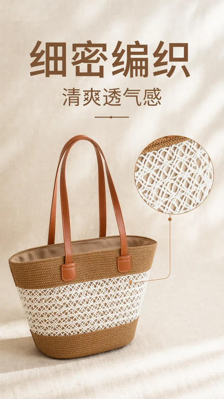 Tas Bucket Wanita Bahan PU Sintetis Tekstur Anyam Warna Putih Bentuk Bucket Tali Grosir Import