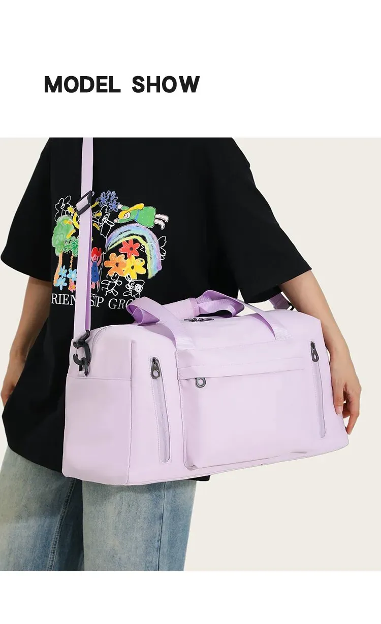 Tas Selempang Wanita Bahan Nylon Polos Bentuk Kotak Tali Panjang Kapasitas Besar Grosir Import