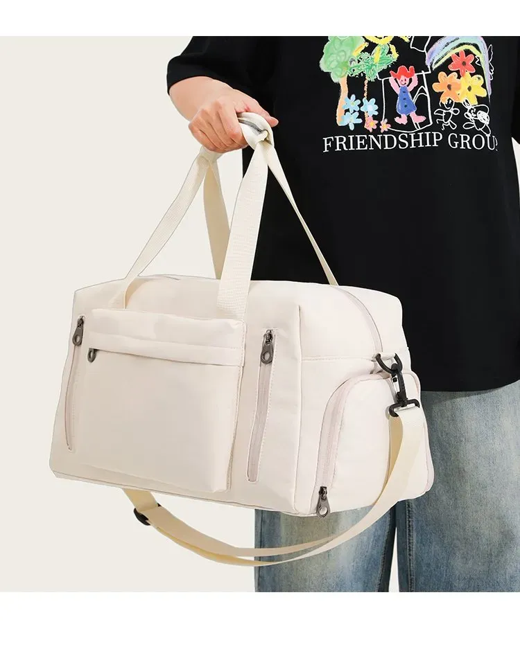 Tas Selempang Wanita Bahan Nylon Polos Bentuk Kotak Tali Panjang Kapasitas Besar Grosir Import