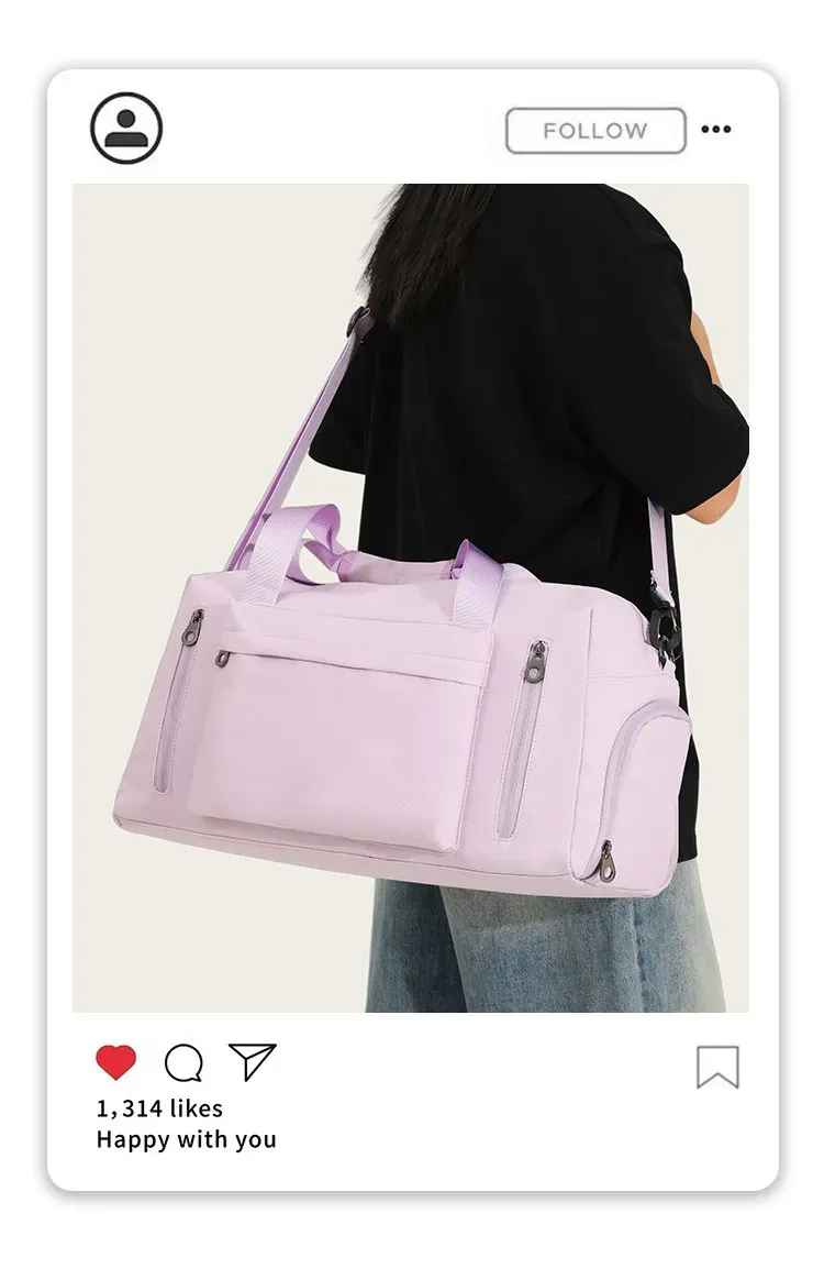 Tas Selempang Wanita Bahan Nylon Polos Bentuk Kotak Tali Panjang Kapasitas Besar Grosir Import