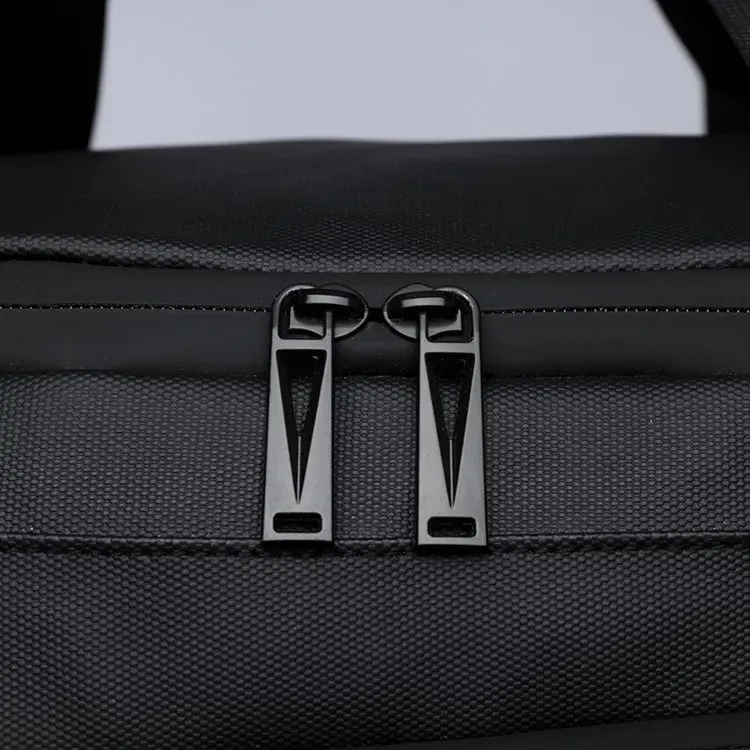 Tas Selempang Pria Tahan Air Warna Hitam Bentuk Kotak Tali Lebar Resleting Grosir Import
