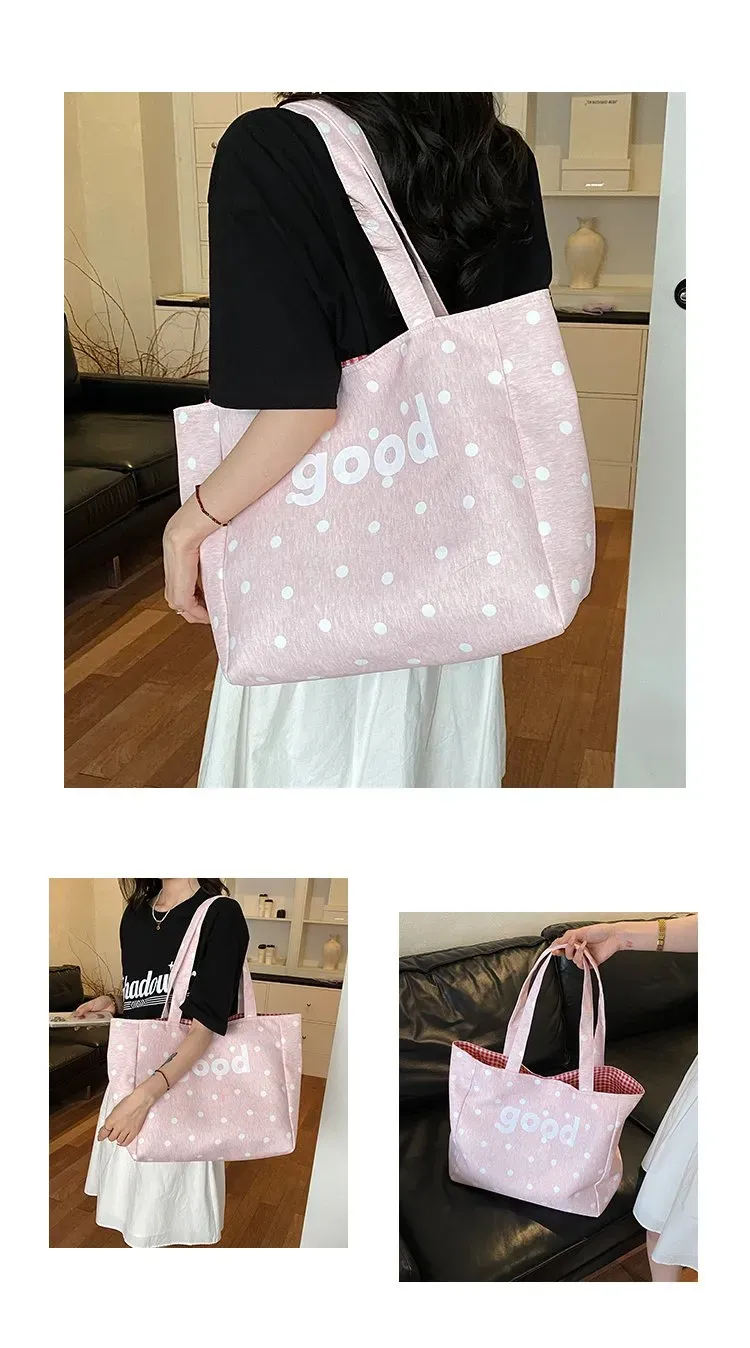 Tas Selempang Wanita Bahan PU Sintetis Motif Polkadot Warna Pink Bentuk Kotak Model Quilted