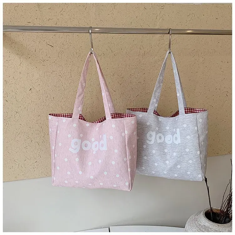 Tas Selempang Wanita Bahan PU Sintetis Motif Polkadot Warna Pink Bentuk Kotak Model Quilted